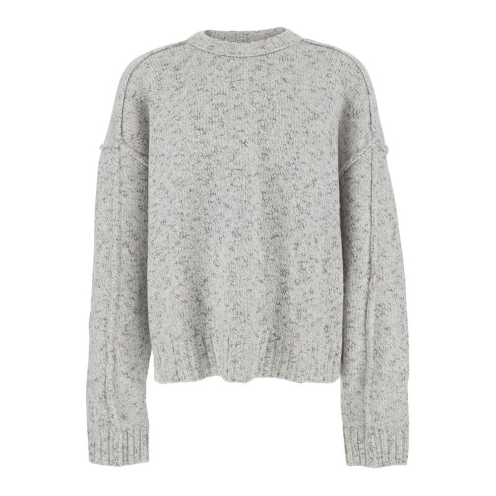 Won Hundred Men Grey Crewneck Sweater With Dropped Shoulders In Wool Blend Man